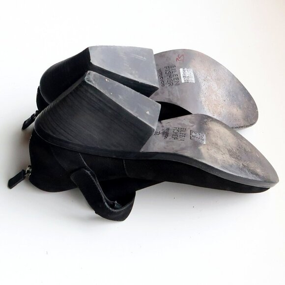 Eileen Fisher Black Nubuck Leather Almond Toe Block Heel Ankle Boots Booties 7.5 - Picture 14 of 16